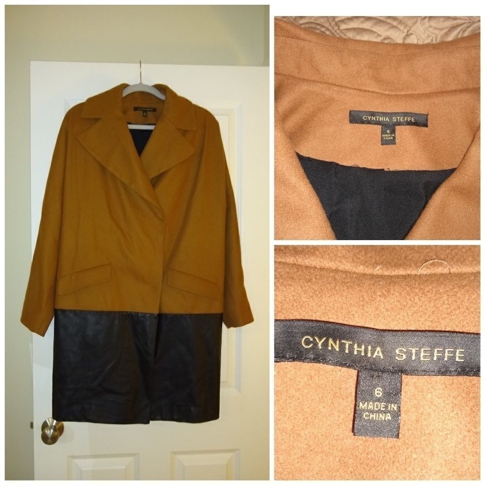 Cynthia Steffe Color Block Wool And Lambskin Coat… - image 2